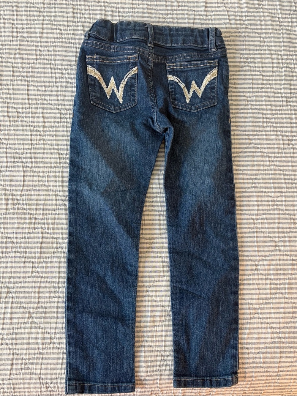 Girls Wrangler- Dark Blue Kids Jeans with Embroidered Back Pockets (Size 6)